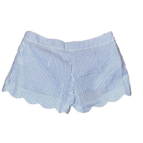 •RED CAMEL•NWOT blue seersucker scalloped hem cotton shorts in size 0. - Picture 3 of 7
